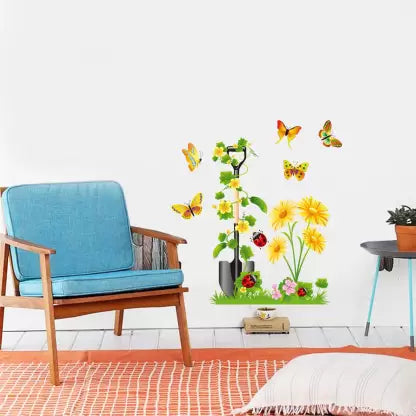 Wall Stickers Sunflowers in the Garden Nature Nursery Room Self Adhesive Sticker size 50x70 jm3D5113