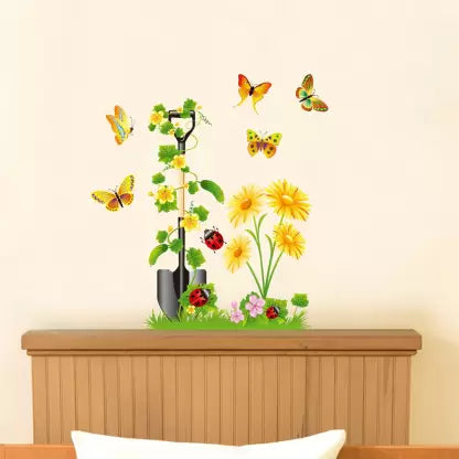 Wall Stickers Sunflowers in the Garden Nature Nursery Room Self Adhesive Sticker size 50x70 jm3D5113