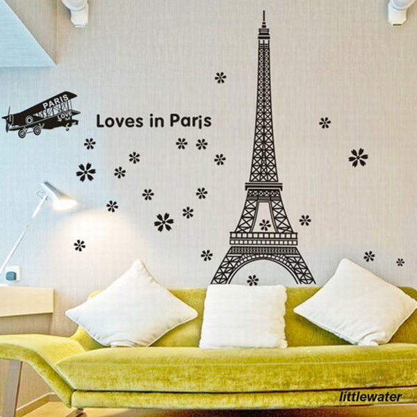 Romantic Paris Eiffel Tower Love In Pairs  Wall Stickers