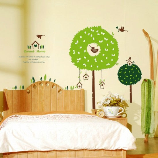 Green Tree & Birds Wall Sticker For Kids Room Bedroom Living Room Wall Decor Decals Picture Mural Art Home Decoration Wallpaper - AliExpress 15