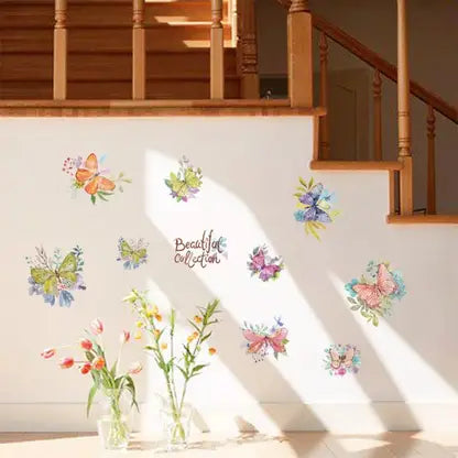 RYRDWP Clearance Removable Vinyl Decal Art Mural - Beautiful Butterfly Floral Design for Home Living Room Decor Wall Sticker size 50x70 sk7099