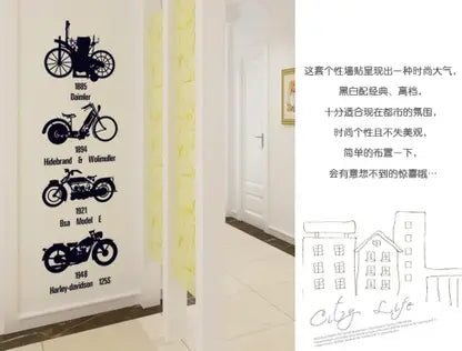 Vintage Motorcycle Bike Kids Self Adhesive Home Décor Wallsticker (50CM x 70CM)