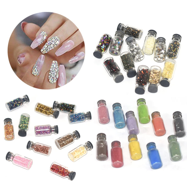 Full Beauty 36 Grids/Sets Nail Glitter Sequin Mixed Mirror/Meramid/Sugar Round DIY Flake Nail Art Decorations