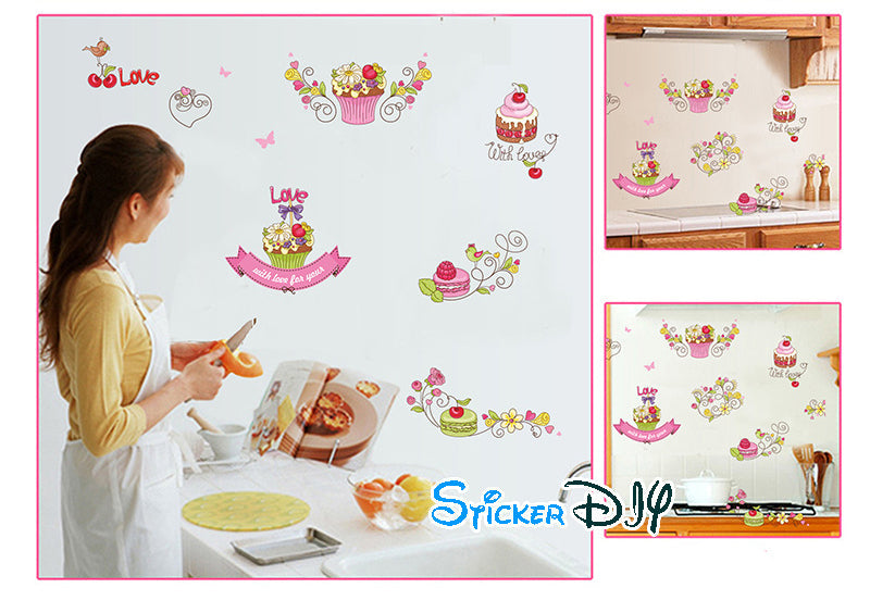 Transparent wall sticker Love cakes (width 140m. x height 70cm.) abc1035