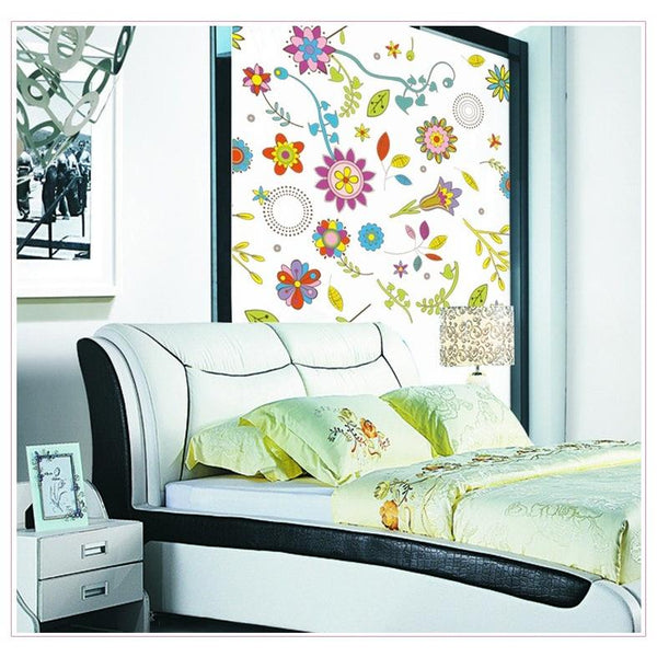 Colorful Flower Fabric Wall Sticker, Southern European Floral Print, Wildflowers size 60x90 df5075
