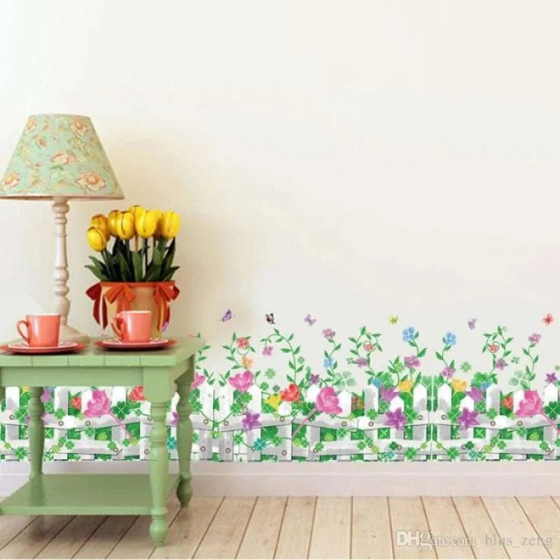 Am7110 Garden Flower Border Fence Wall Sticker