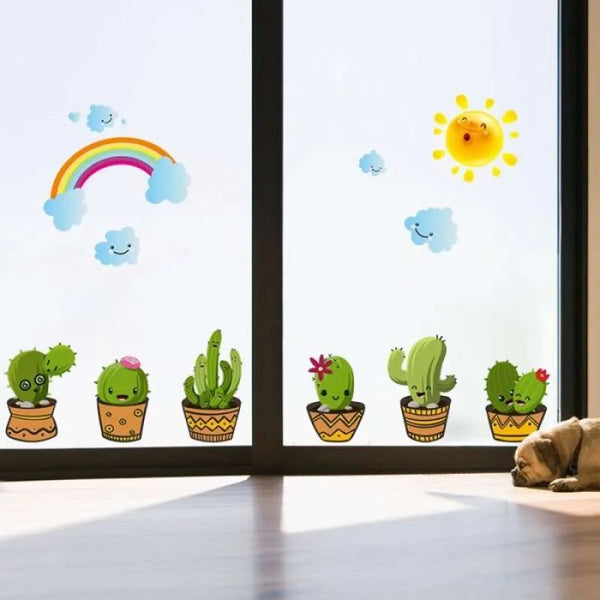 XH6216 CACTUS N RAINBOW RAINBOW CACTUS WALL STICKER 45X60 WALSTICKER