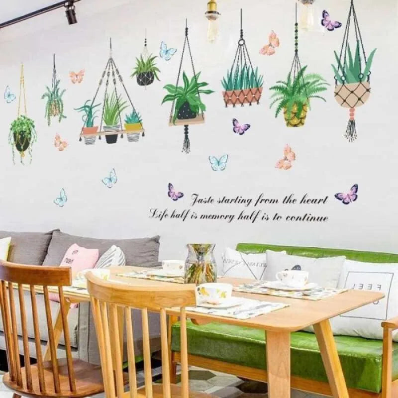 Wall Sticker Many Hanging Pots Cute Hanging Pots