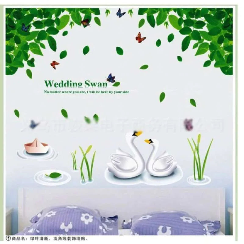 METH AY880 WEDDING SWAN ANGSA 60X90 WALLSTICKER WALLSTIKER STIKER DIN