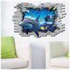 Wall stickers, trompe l'oeil, trick art, 3D, three-dimensional, pop-out, wall sticker, wallpaper sticker, wall decoration, wall decoration, interior decoration, sea, dolphin,