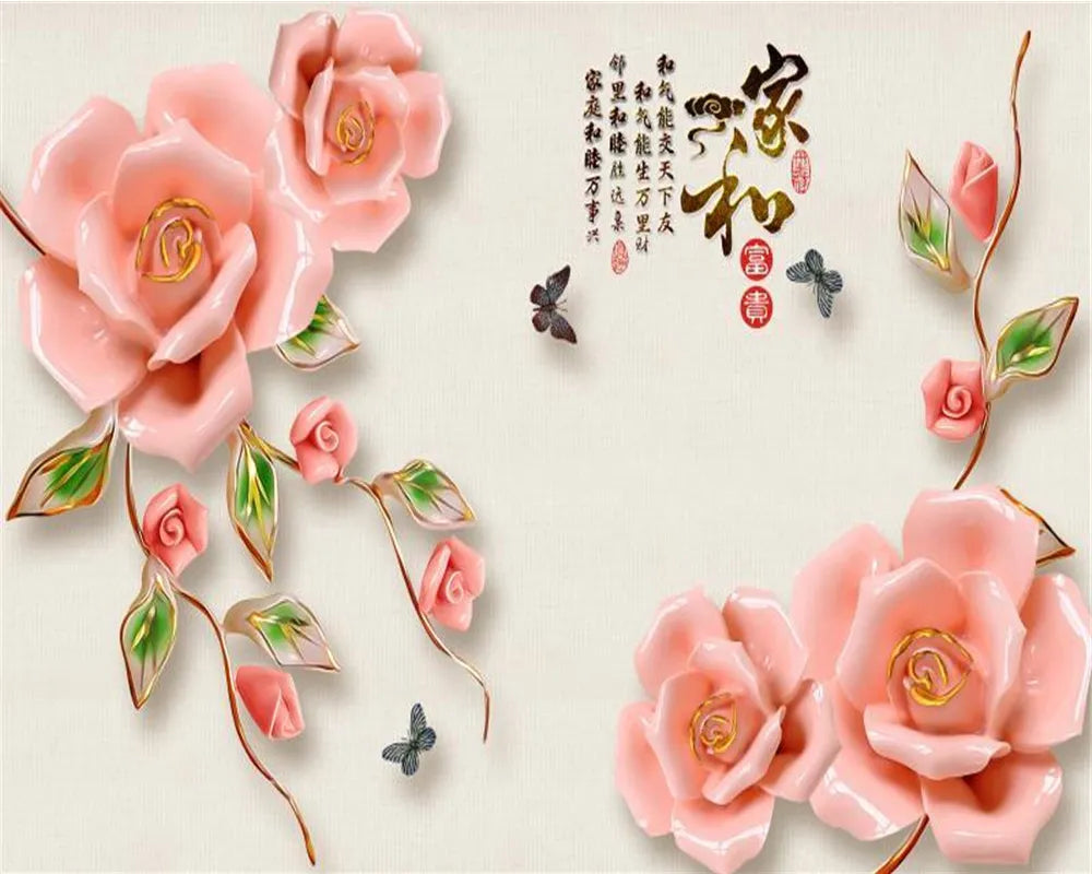 Wall Sticker XXL Roses Pink Rose Flowers Wall Sticker Mural Pictures Living Room Bedroom Decoration