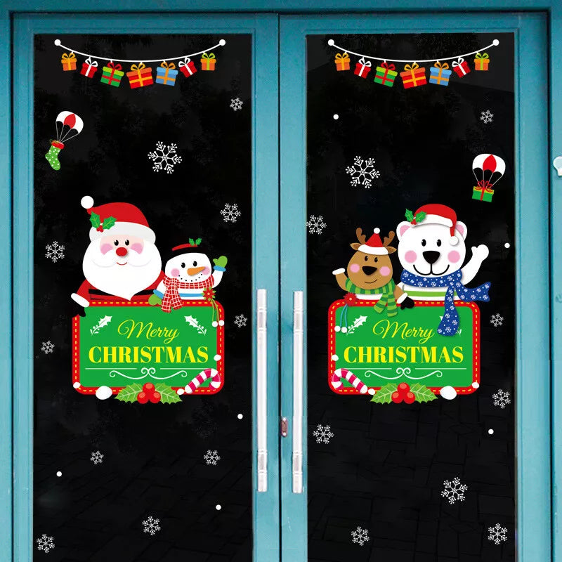 2X Christmas Sticker Xmas Window Door Santa Claus Home Glass Decals Party