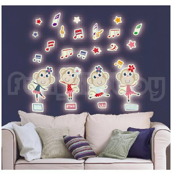 Glow Sticker Carton Dancing Monkey Glow In The Dark Stickers Cute Dancing Monke