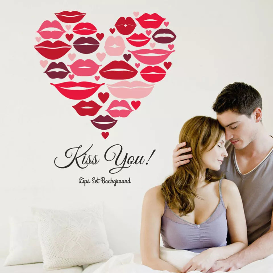 Sks6056 Romantic Red Lips Wall Stickers, Wedding Decoration, Decal, Living Room, Home Decor, Self-adhesive Wallpaper, Valentine's Day Mural