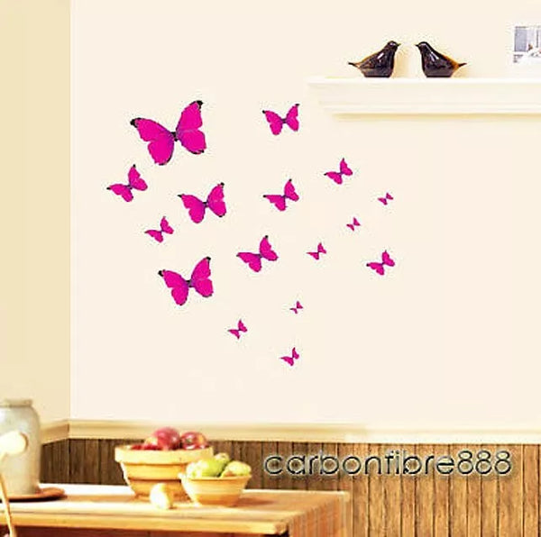 PINK BUTTERFLY WALL PAPER DECAL REMOVABLE STICKERS