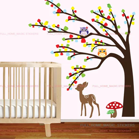 Ketsicart Home Room Detail DIY Mural Cartoon Owl Deer Wall Sticker