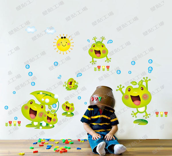 Wall Sticker Factory-Three Generations of Large Size Wall Stickers Wall Stickers Wall Stickers Indoor Classroom Layout Rainy Day Frog Day Combination Sticker JM8287