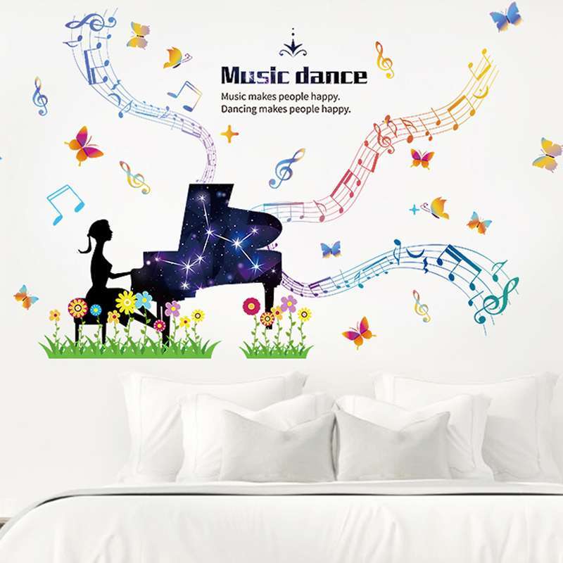 SAMHEZ HM94009 DREAMY PIANO MUSIC DANCE 60X90 MELODY WALLSTICKER WALL STICKER WALLPAPER WALL STICKER size 60x90  hm94009