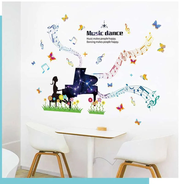 SAMHEZ HM94009 DREAMY PIANO MUSIC DANCE 60X90 MELODY WALLSTICKER WALL STICKER WALLPAPER WALL STICKER size 60x90  hm94009