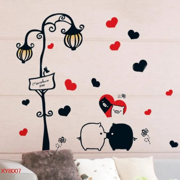 SAMHEZ XY8007 Pig Falling In Love Wall Sticker [50 x 70 cm]