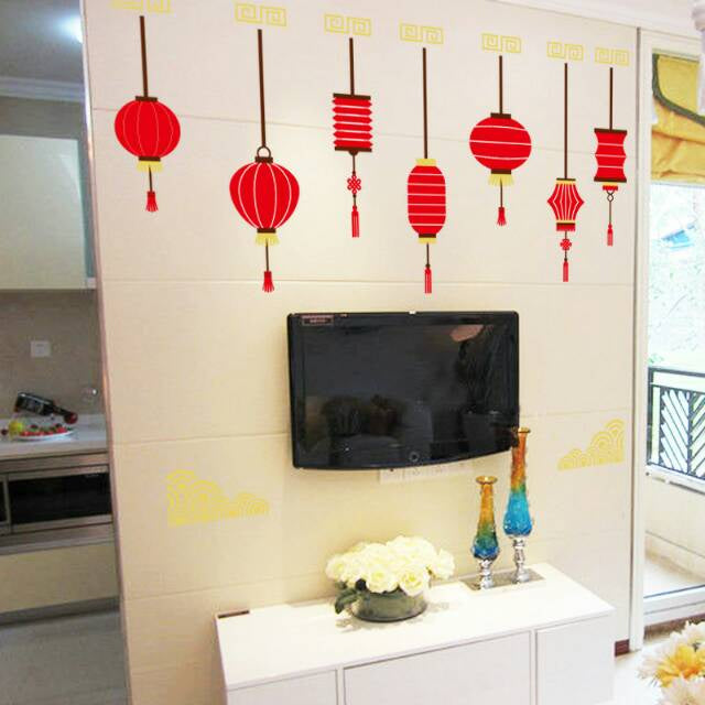 ADEK Wall Sticker / Stiker Dinding 60X90 Lampion Lentera Chinese New Year Imlek SK9161 Wallsticker