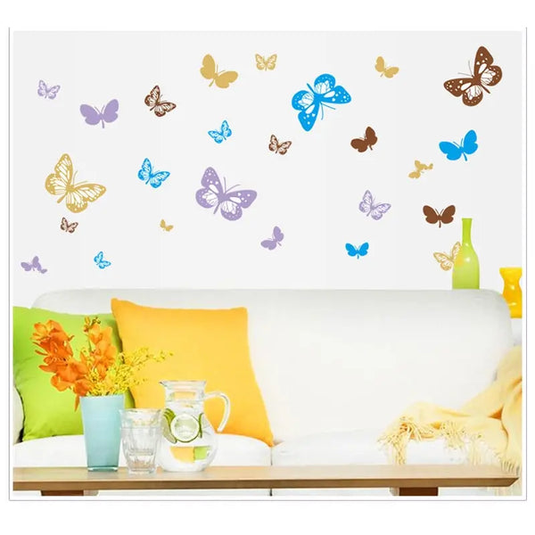 Colorful Butterfly Wall Decals Vibrant Butterflies Wall Stickers Kids Butterfly Wall Stickers for Girls Room Bedroom Nursery Decor size 50x70 ay646