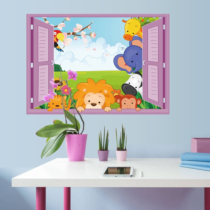 Children's sticker - Animals on the window size 50x70 sk7019d