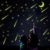 Moon and 30 falling stars glow in the dark wall decals