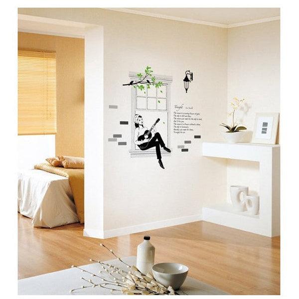 Decor Kafe 'Lady in Window' Wall Sticker size60x90 ay853