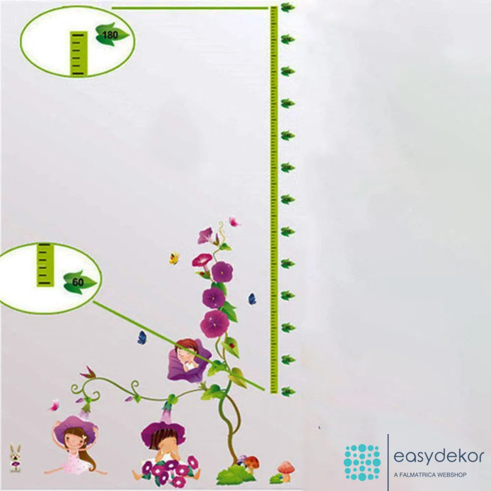OneHouse Morning Glory Purple Flowers Little Children Measurement Growth Chart (60-180cm) Wall Sticker for Kids Room