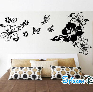 wall sticker, black hibiscus flower size 60x90  jm8228