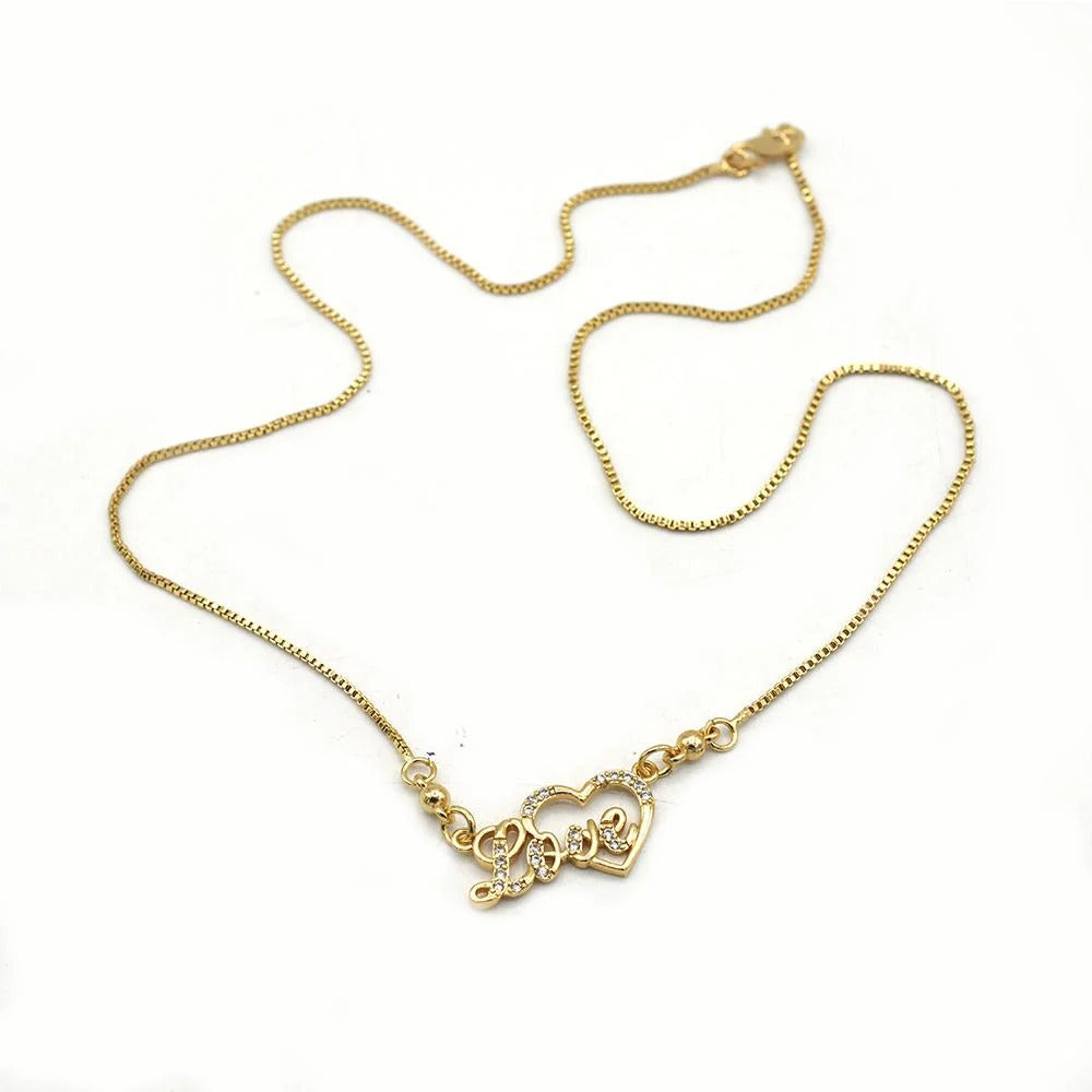 Elegant Gold Letter Love Pendant - Neckles