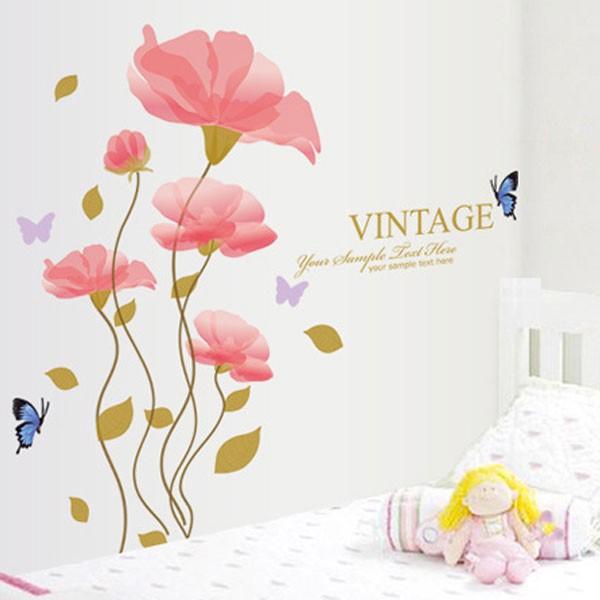 Wall stickers, wall, flowers, English letters and flowers, peel and stick, self-adhesive wallpaper stickers, wall stickers, plants, trees, flowers, home decor