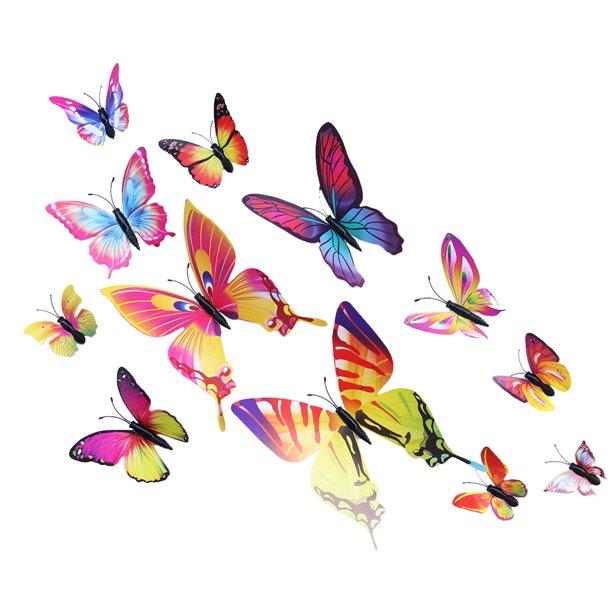 12 Pcs 3D Butterfly single lear Wall Stickers PVC Children Room Decal Home Decoration Decor