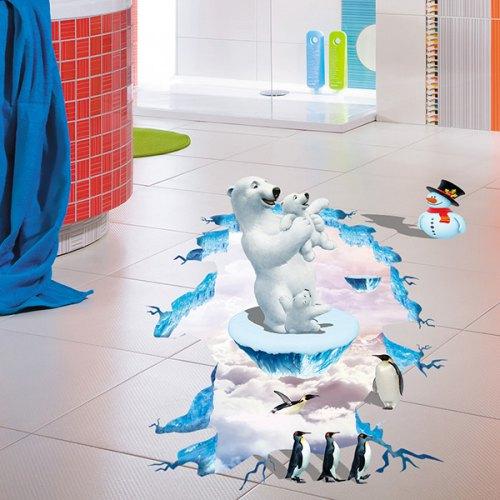 XL8127 creative 3D polar bear Penguin 3D living room bedroom environment decoration sticker can remove wall stickers xl8127w4k-1