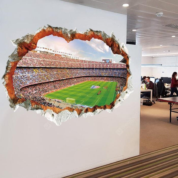 XH9305 3D Football Field Pattern Waterproof Wallpaper for Room Decoration - Green