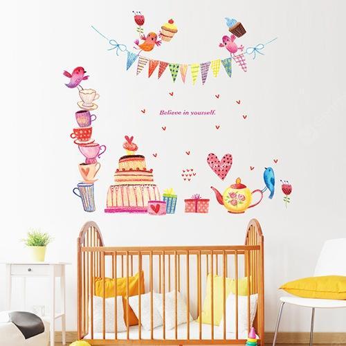 ABC1062 Hand-painted Bird Cartoon Wall Sticker - Multi