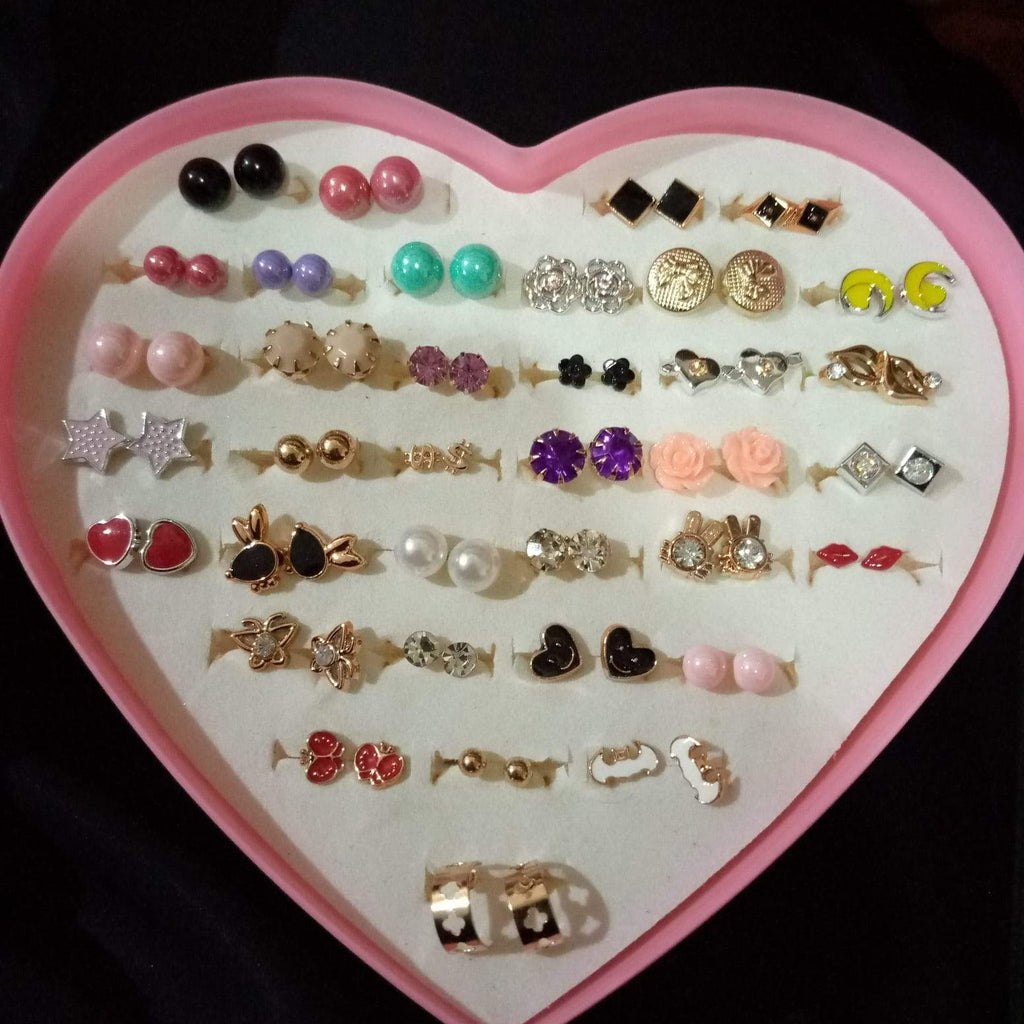 Fashion Heart Box 36 Pairs of Color Drop Glaze Earrings egfrmib9e-6
