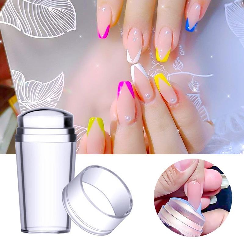 Colorful Transparent Nail Stamper with Scraper Jelly Silicone Stamp for  French Nails Manicuring Kits Nail Art Stamping Tool