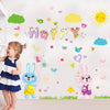 XL8208 cartoon love rabbit butterfly wall birds chicks flower wall stickers for kids rooms bathroom decor wall decals poster