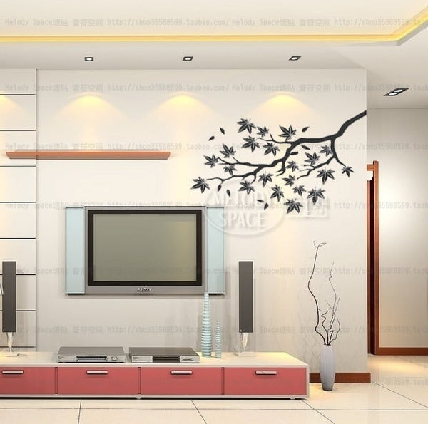 Fashion pvc wall stickers bedroom living room TV Dining Maple flowers backdrop - Sticker JM7005