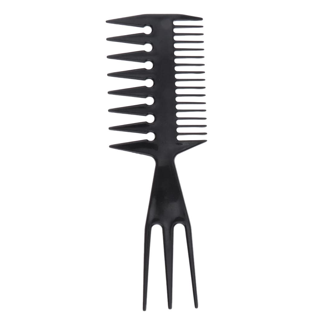 3 in 1 Plastic Men Three Sided Comb for Hairdressing, Grooming and Styling - Black  ptscbkz4e-g
