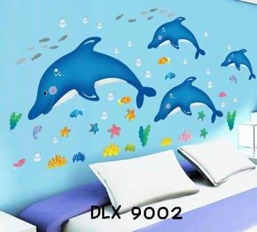 Xh9002 Wall Sticker / Stiker Dinding Blue Dolphin