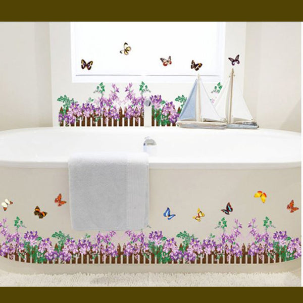 Ay872 Wall Stickers Wallsticker Hedge Purple Flower