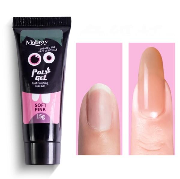 Mobray Face Pink Nude Nail Quick Building Poly Gel 15ml Crystal Jelly Builder Nail Finger Extension Hard UV Gel
