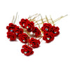 12 Piece Wedding Women Bridal Hair Pins for Bride Red Flocking Rose Hair Accessories for Bridesmaids and Flower girls Prom