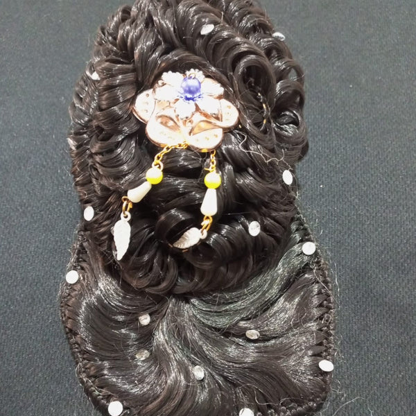 Cosmic Women and Girl Black Synthetic Fiber Style Decorated Juda Stud Work Hair Extension