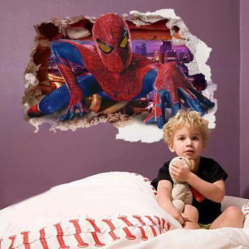 AY9269 3D Spiderman Floor Stickers wall Decals Removable PVC Superman Wall stickers Home Decor Mural Cartoon Decor