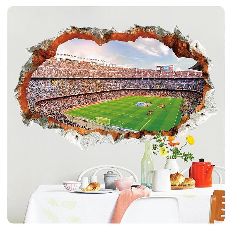 XH9305 3D Football Field Pattern Waterproof Wallpaper for Room Decoration - Green