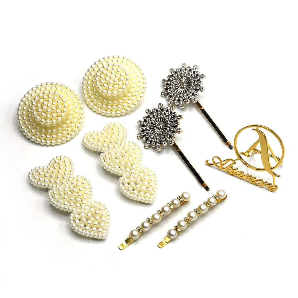 Pearls Hair Clips Pin for Women Fashion Geometric Floweear